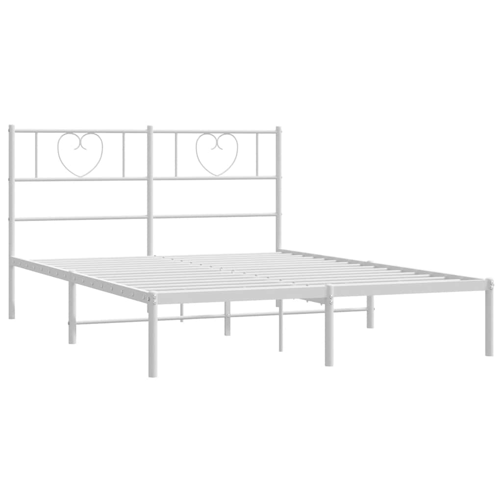 Bedframe met hoofdbord metaal wit 135x190 cm is nu te koop bij PeponiXL, paradijselijk wonen!