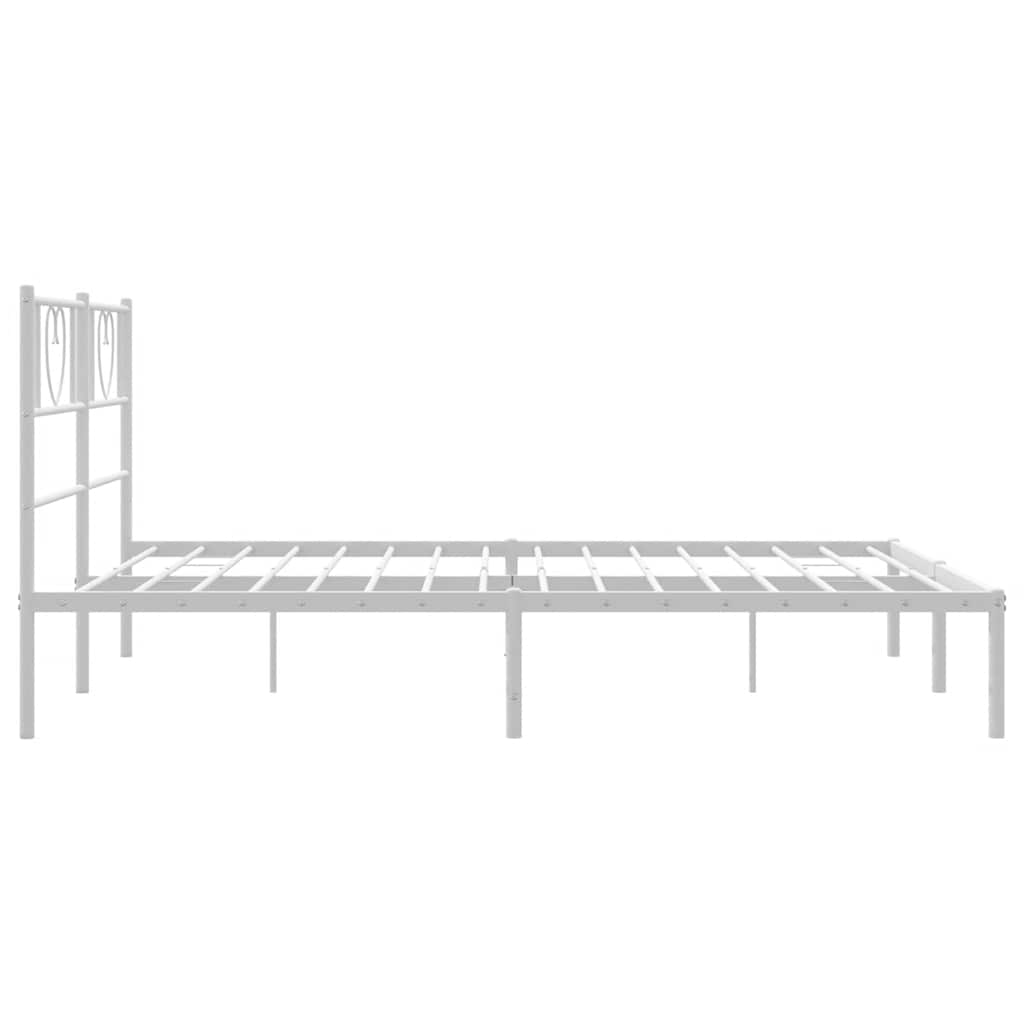 Bedframe met hoofdbord metaal wit 135x190 cm is nu te koop bij PeponiXL, paradijselijk wonen!