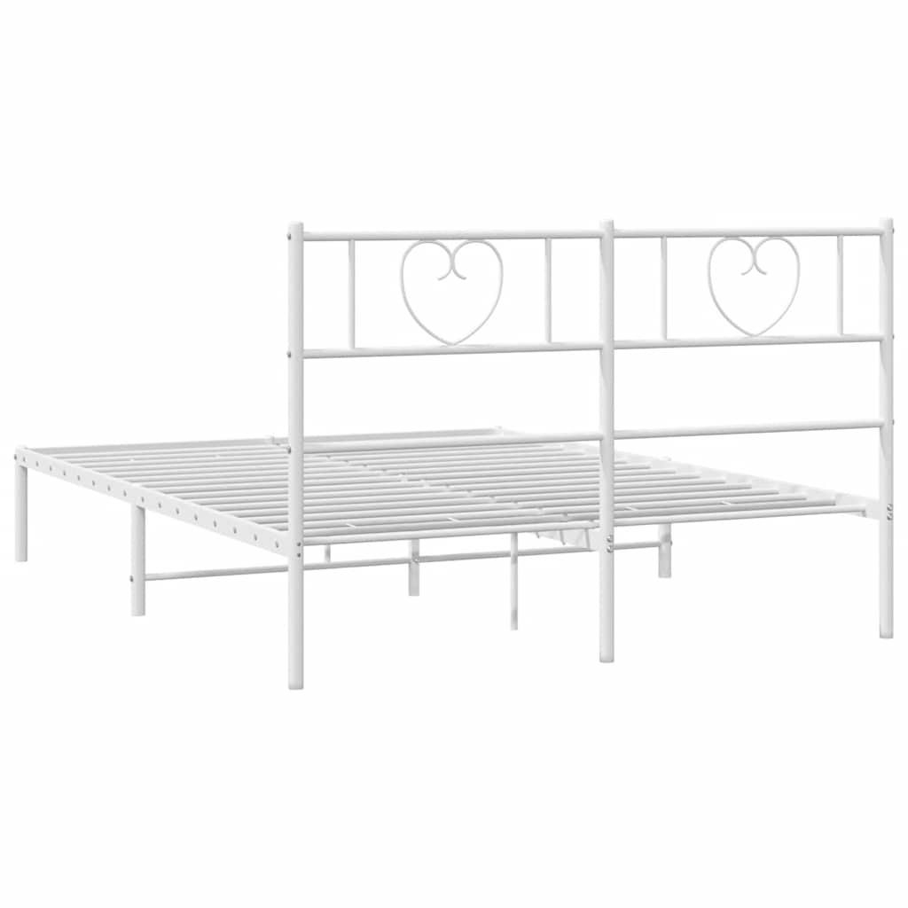 Bedframe met hoofdbord metaal wit 135x190 cm is nu te koop bij PeponiXL, paradijselijk wonen!