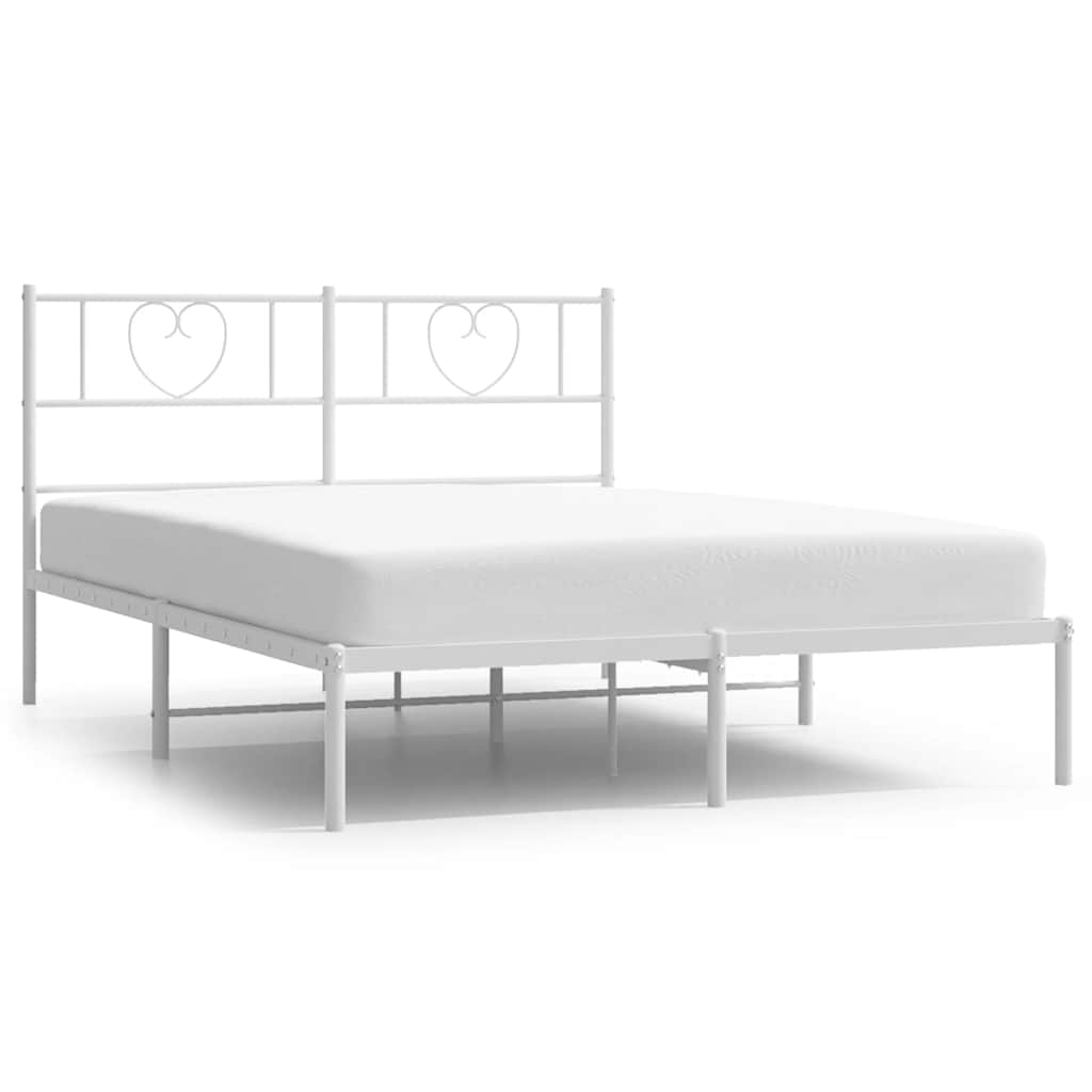 Bedframe met hoofdbord metaal wit 150x200 cm is nu te koop bij PeponiXL, paradijselijk wonen!