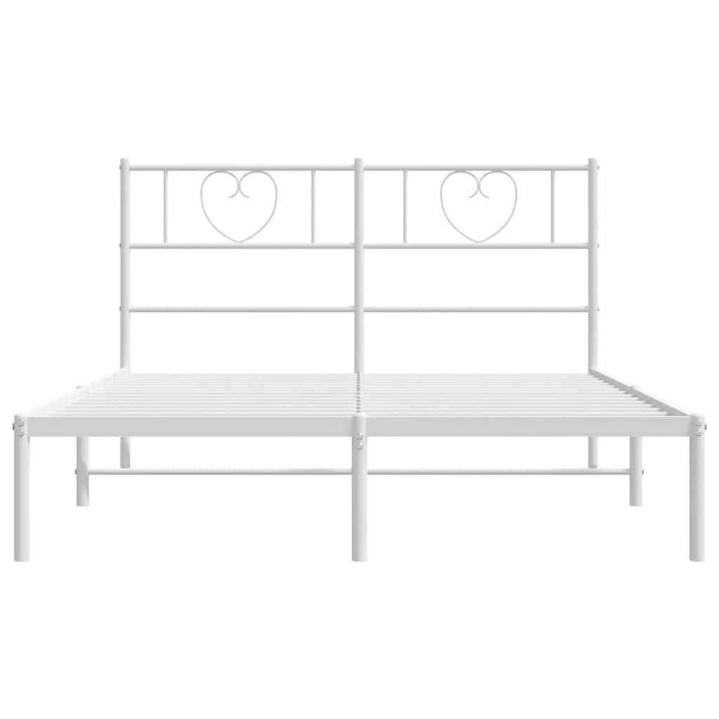 Bedframe met hoofdbord metaal wit 150x200 cm is nu te koop bij PeponiXL, paradijselijk wonen!