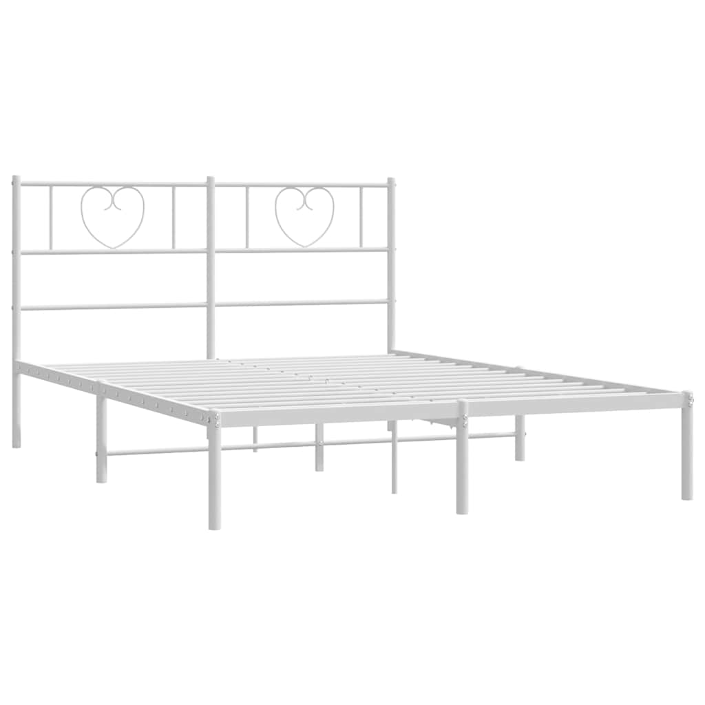 Bedframe met hoofdbord metaal wit 150x200 cm is nu te koop bij PeponiXL, paradijselijk wonen!