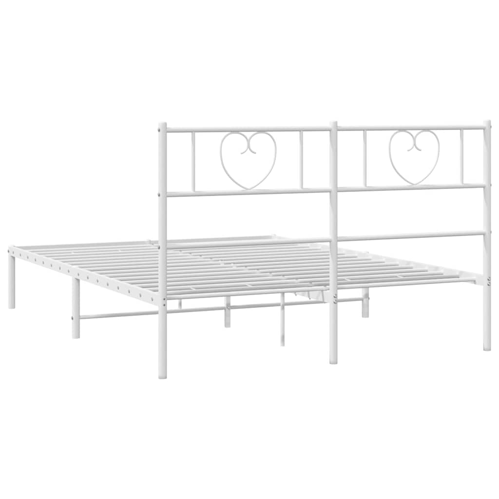 Bedframe met hoofdbord metaal wit 150x200 cm is nu te koop bij PeponiXL, paradijselijk wonen!