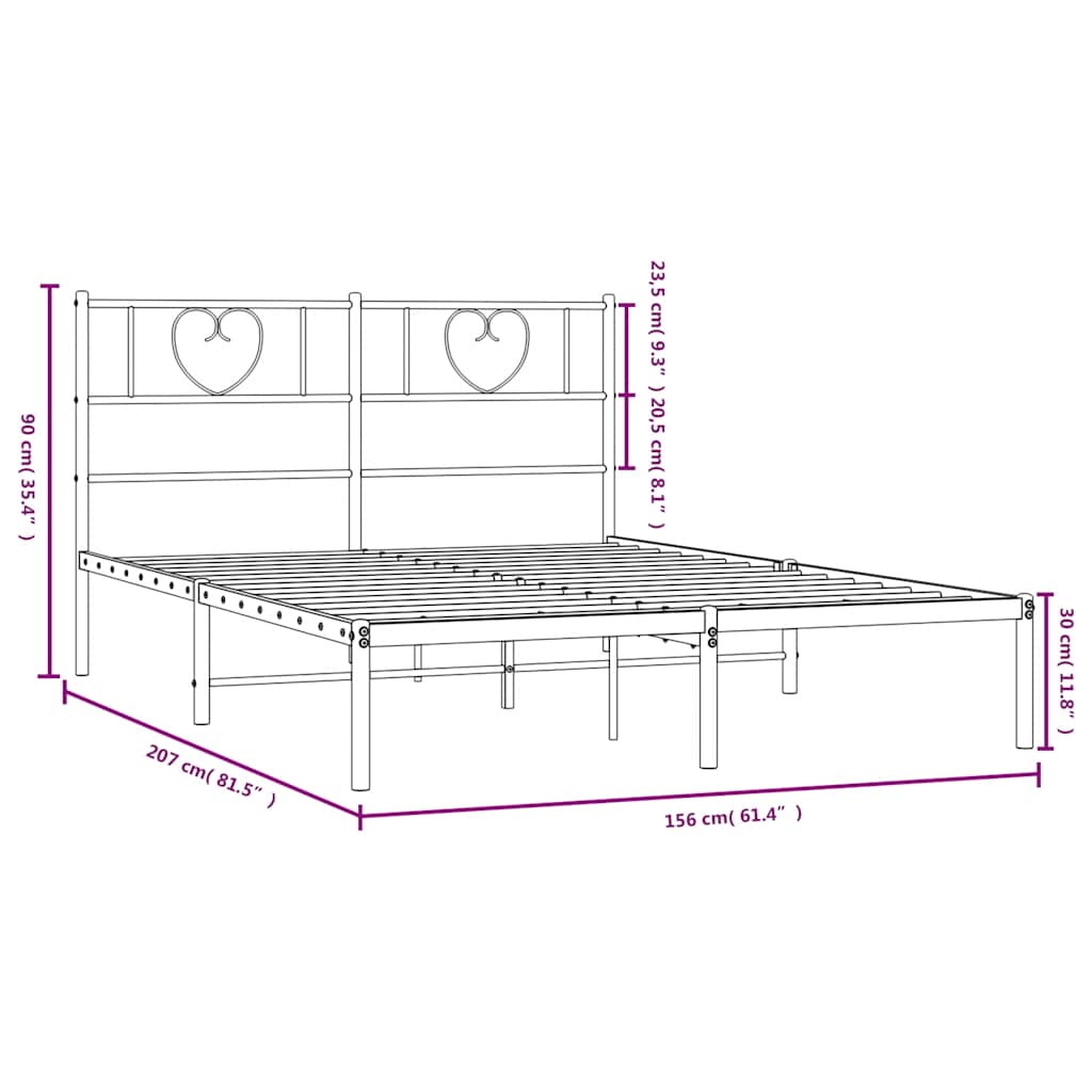 Bedframe met hoofdbord metaal wit 150x200 cm is nu te koop bij PeponiXL, paradijselijk wonen!
