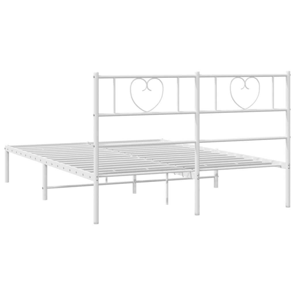 Bedframe met hoofdbord metaal wit 160x200 cm is nu te koop bij PeponiXL, paradijselijk wonen!