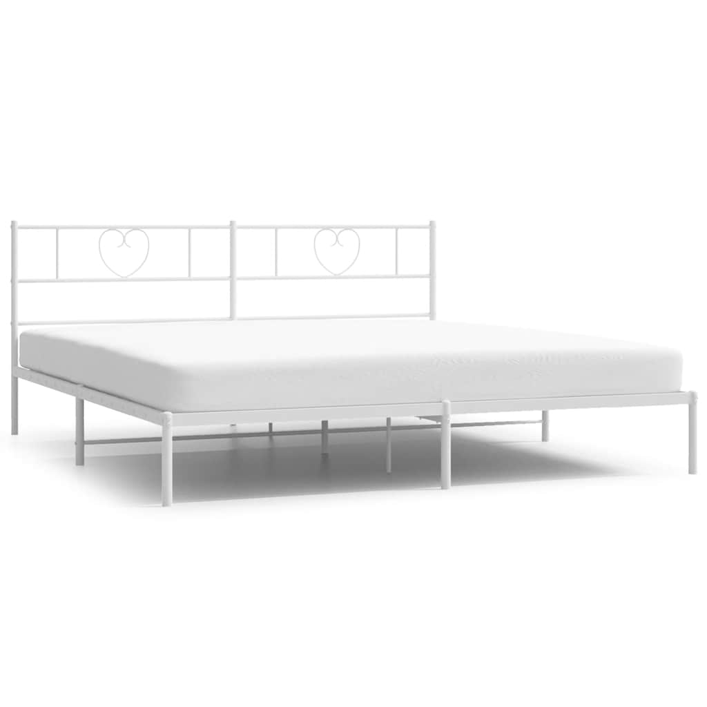 Bedframe met hoofdbord metaal wit 183x213 cm is nu te koop bij PeponiXL, paradijselijk wonen!