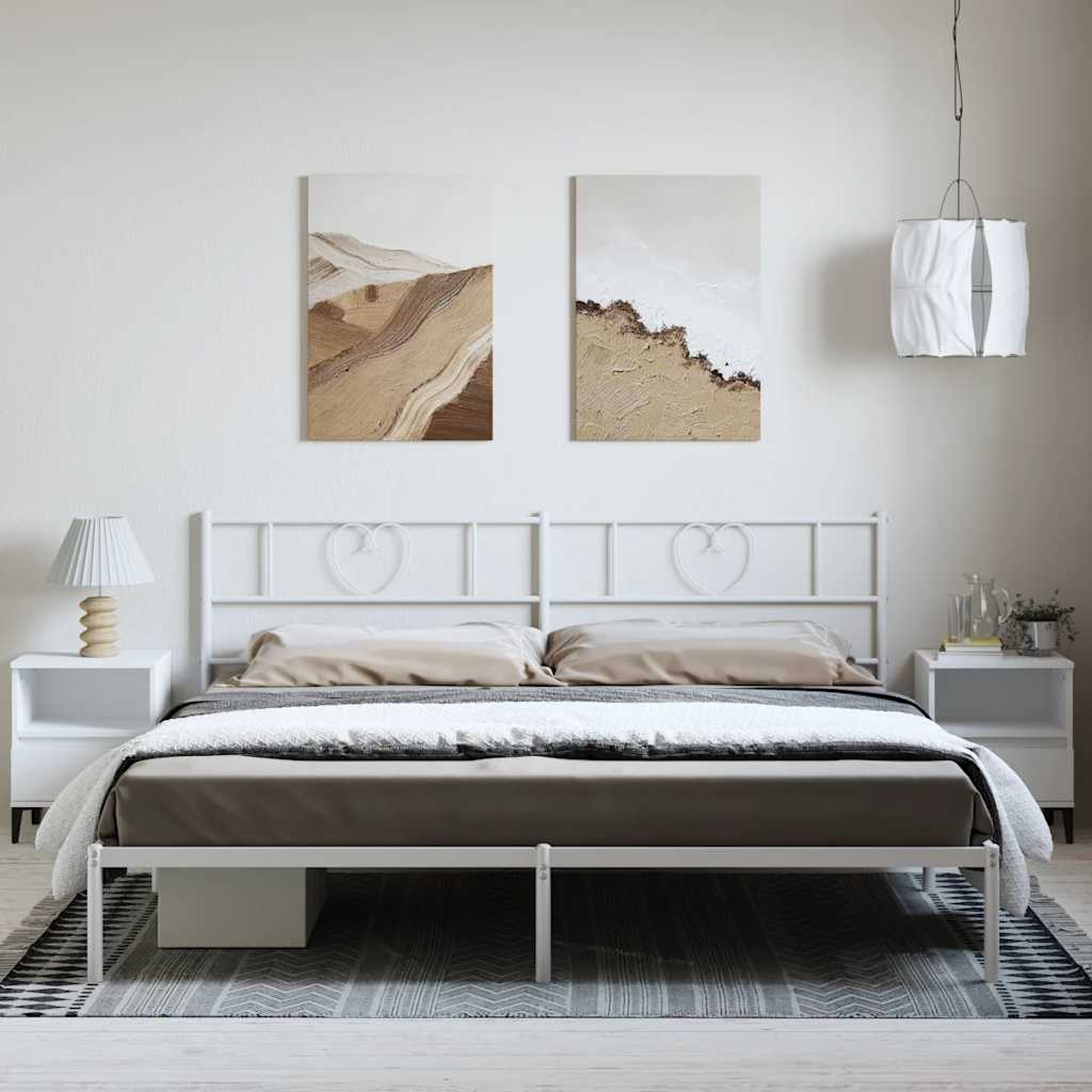 Bedframe met hoofdbord metaal wit 183x213 cm is nu te koop bij PeponiXL, paradijselijk wonen!