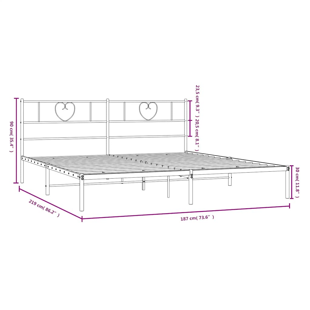 Bedframe met hoofdbord metaal wit 183x213 cm is nu te koop bij PeponiXL, paradijselijk wonen!