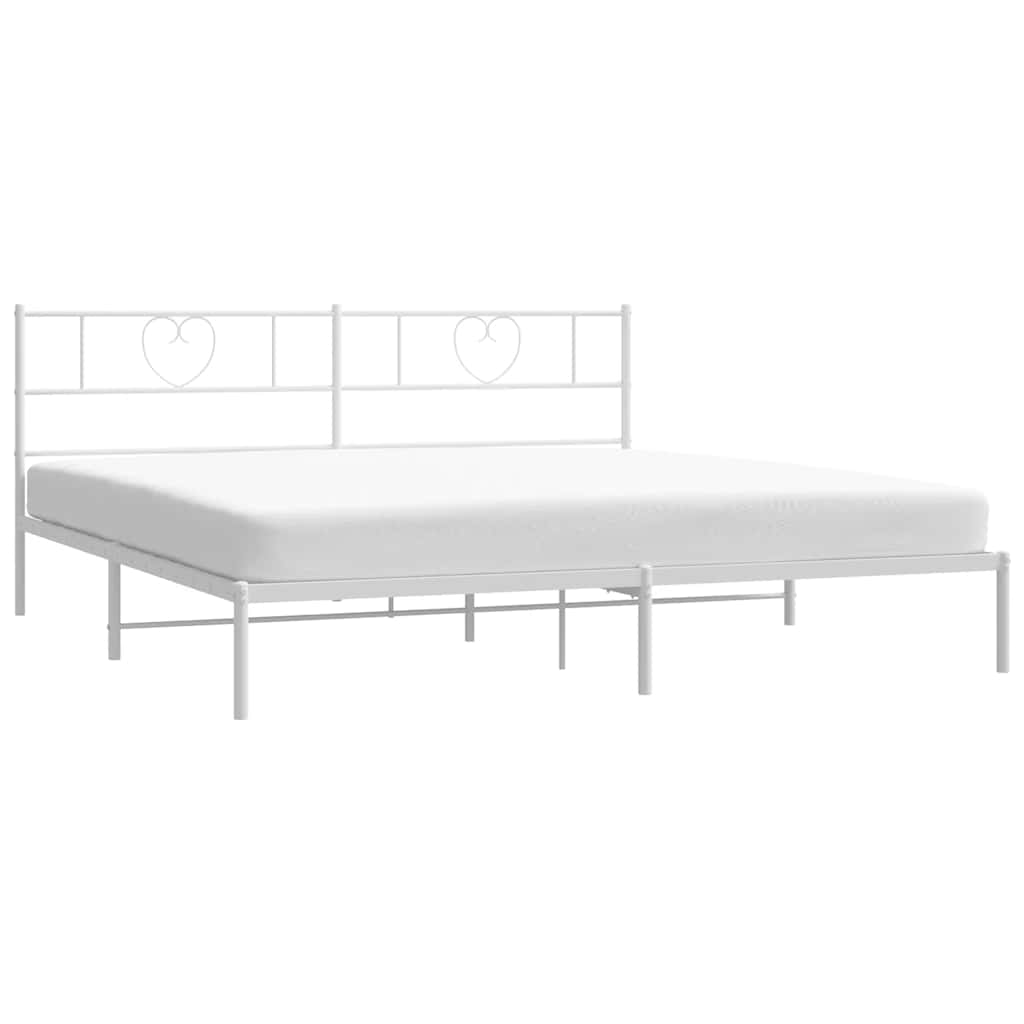 Bedframe met hoofdbord metaal wit 193x203 cm is nu te koop bij PeponiXL, paradijselijk wonen!