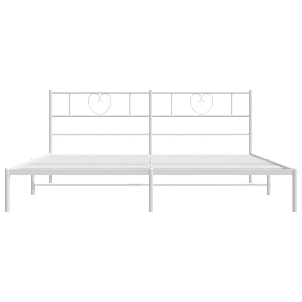 Bedframe met hoofdbord metaal wit 193x203 cm is nu te koop bij PeponiXL, paradijselijk wonen!
