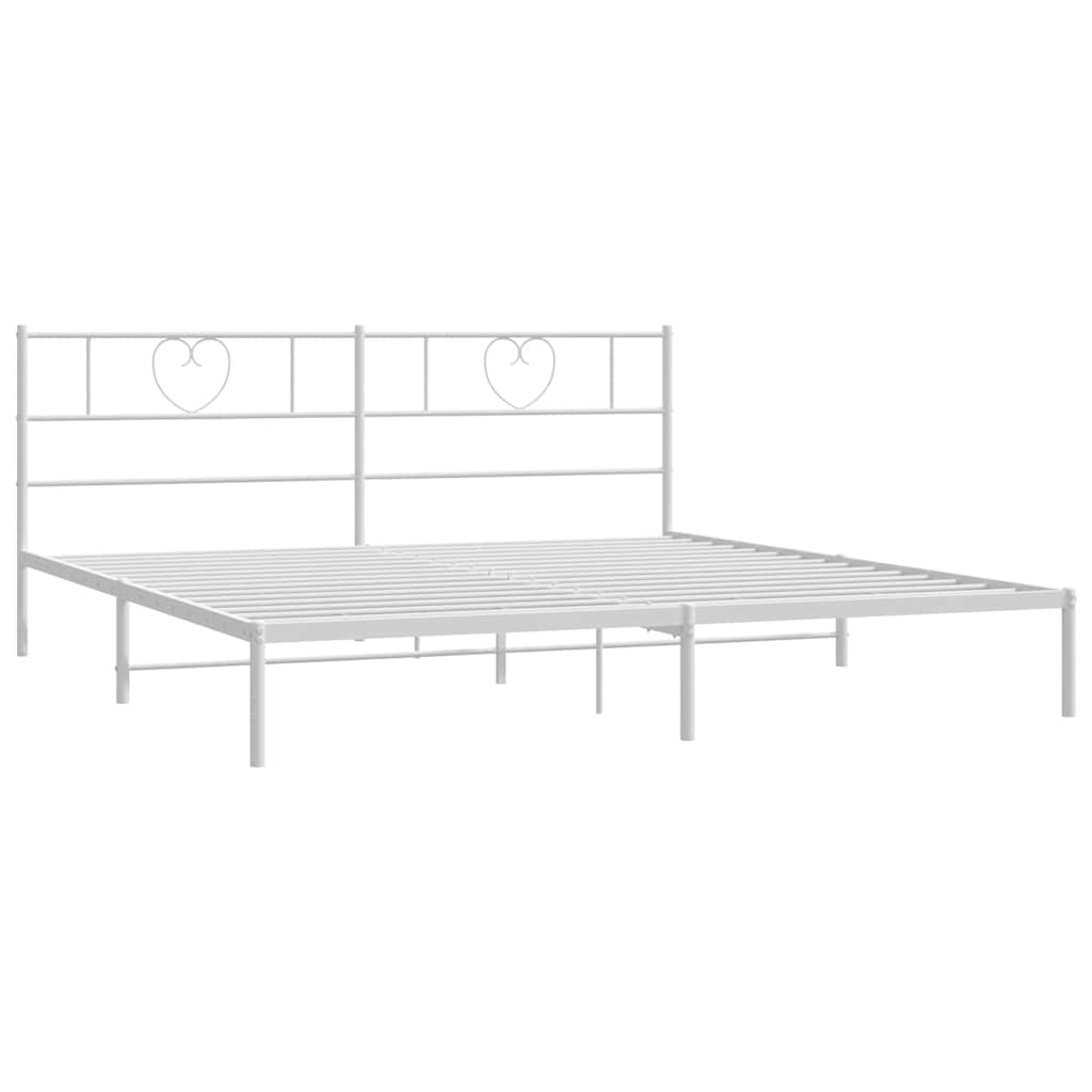Bedframe met hoofdbord metaal wit 193x203 cm is nu te koop bij PeponiXL, paradijselijk wonen!