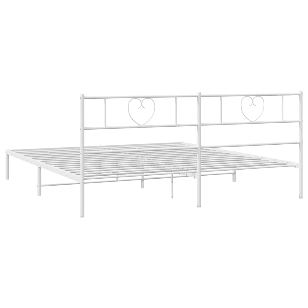 Bedframe met hoofdbord metaal wit 193x203 cm is nu te koop bij PeponiXL, paradijselijk wonen!