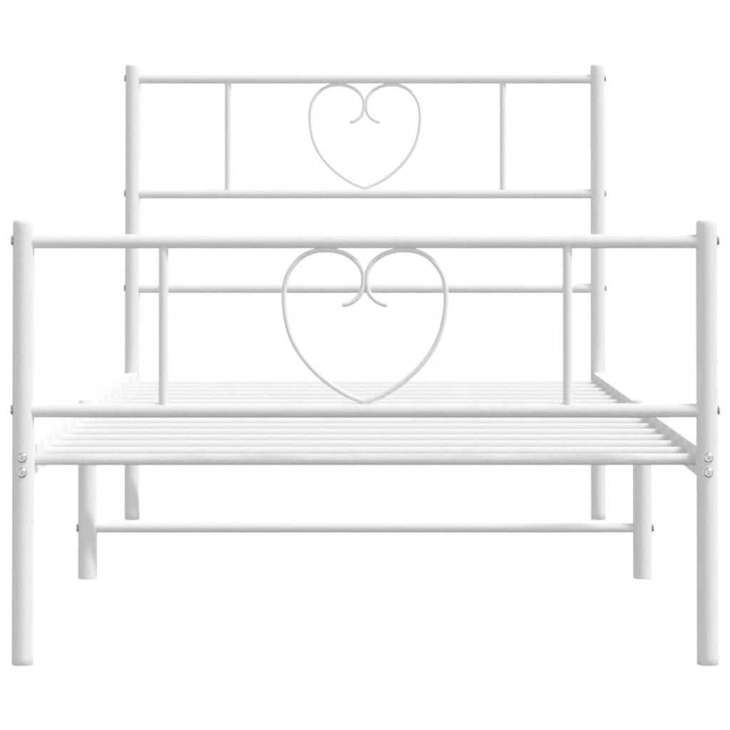 Bedframe met hoofd- en voeteneinde metaal wit 75x190 cm is nu te koop bij PeponiXL, paradijselijk wonen!