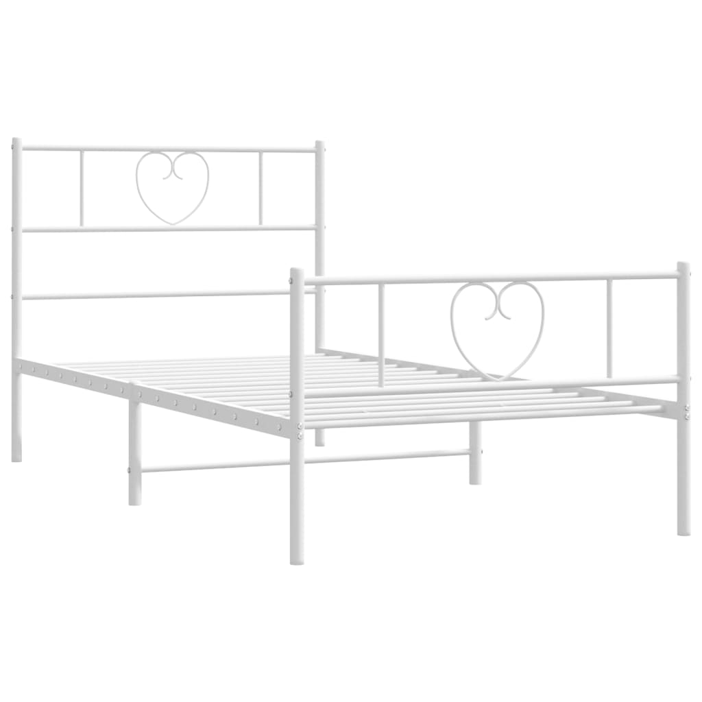 Bedframe met hoofd- en voeteneinde metaal wit 75x190 cm is nu te koop bij PeponiXL, paradijselijk wonen!