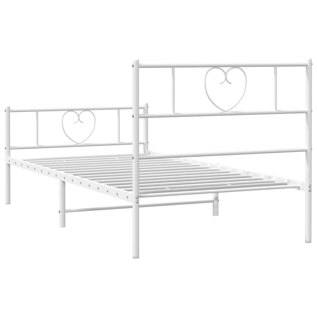 Bedframe met hoofd- en voeteneinde metaal wit 75x190 cm is nu te koop bij PeponiXL, paradijselijk wonen!