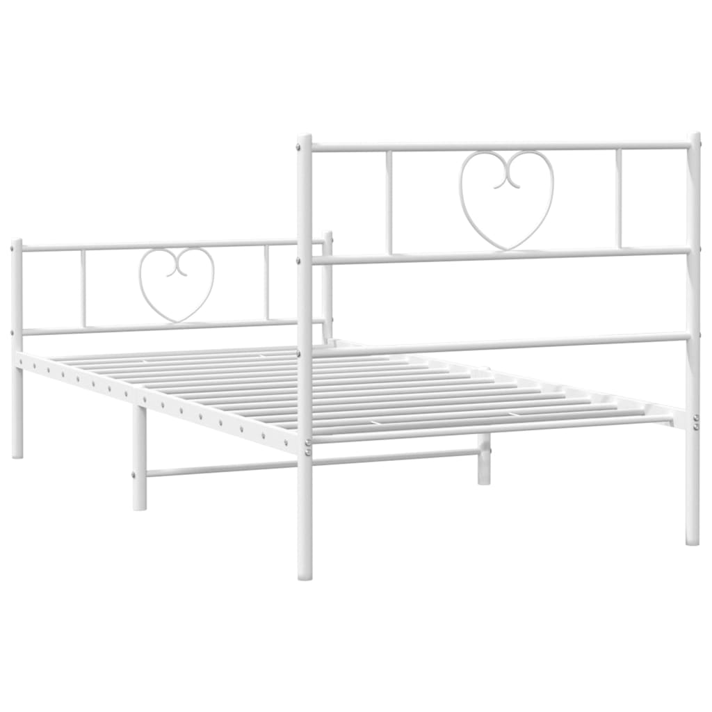 Bedframe met hoofd- en voeteneinde metaal wit 80x200 cm is nu te koop bij PeponiXL, paradijselijk wonen!