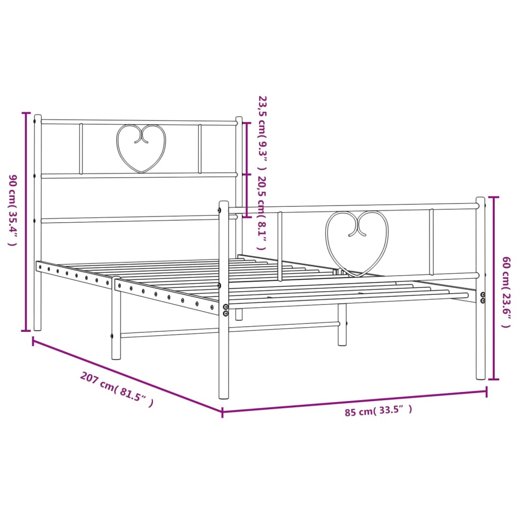 Bedframe met hoofd- en voeteneinde metaal wit 80x200 cm is nu te koop bij PeponiXL, paradijselijk wonen!