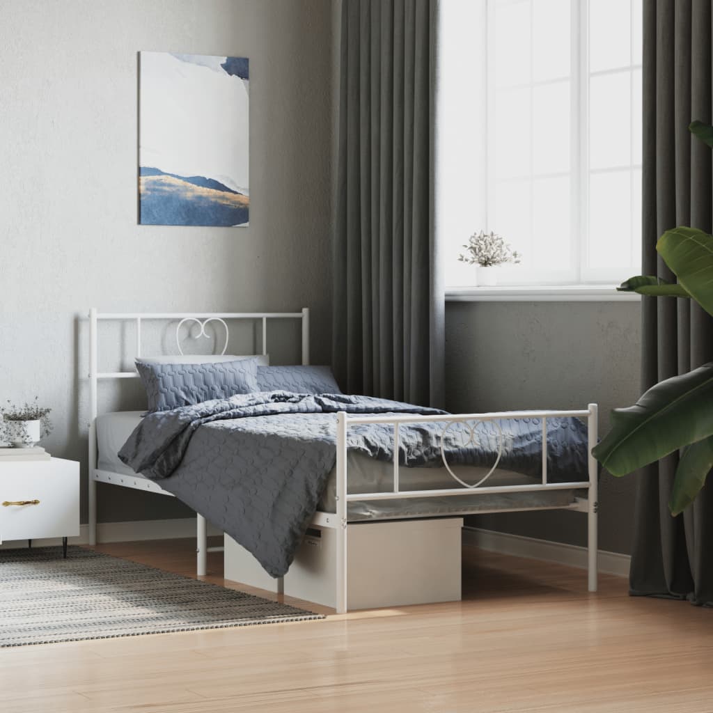 Bedframe met hoofd- en voeteneinde metaal wit 90x190 cm is nu te koop bij PeponiXL, paradijselijk wonen!