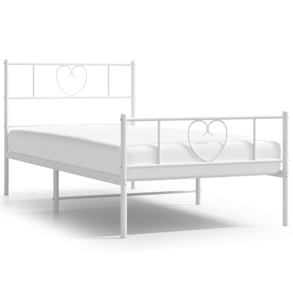 Bedframe met hoofd- en voeteneinde metaal wit 90x200 cm is nu te koop bij PeponiXL, paradijselijk wonen!