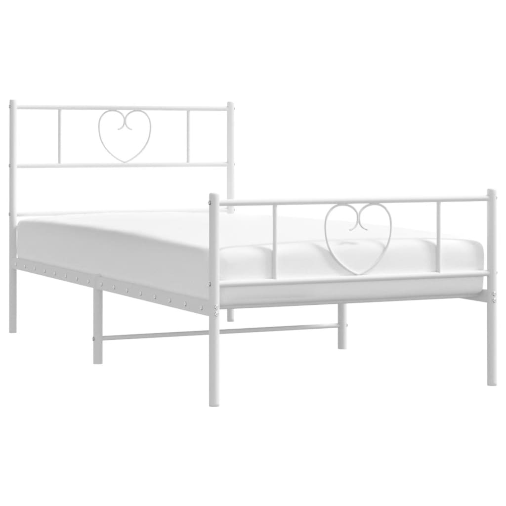 Bedframe met hoofd- en voeteneinde metaal wit 90x200 cm is nu te koop bij PeponiXL, paradijselijk wonen!