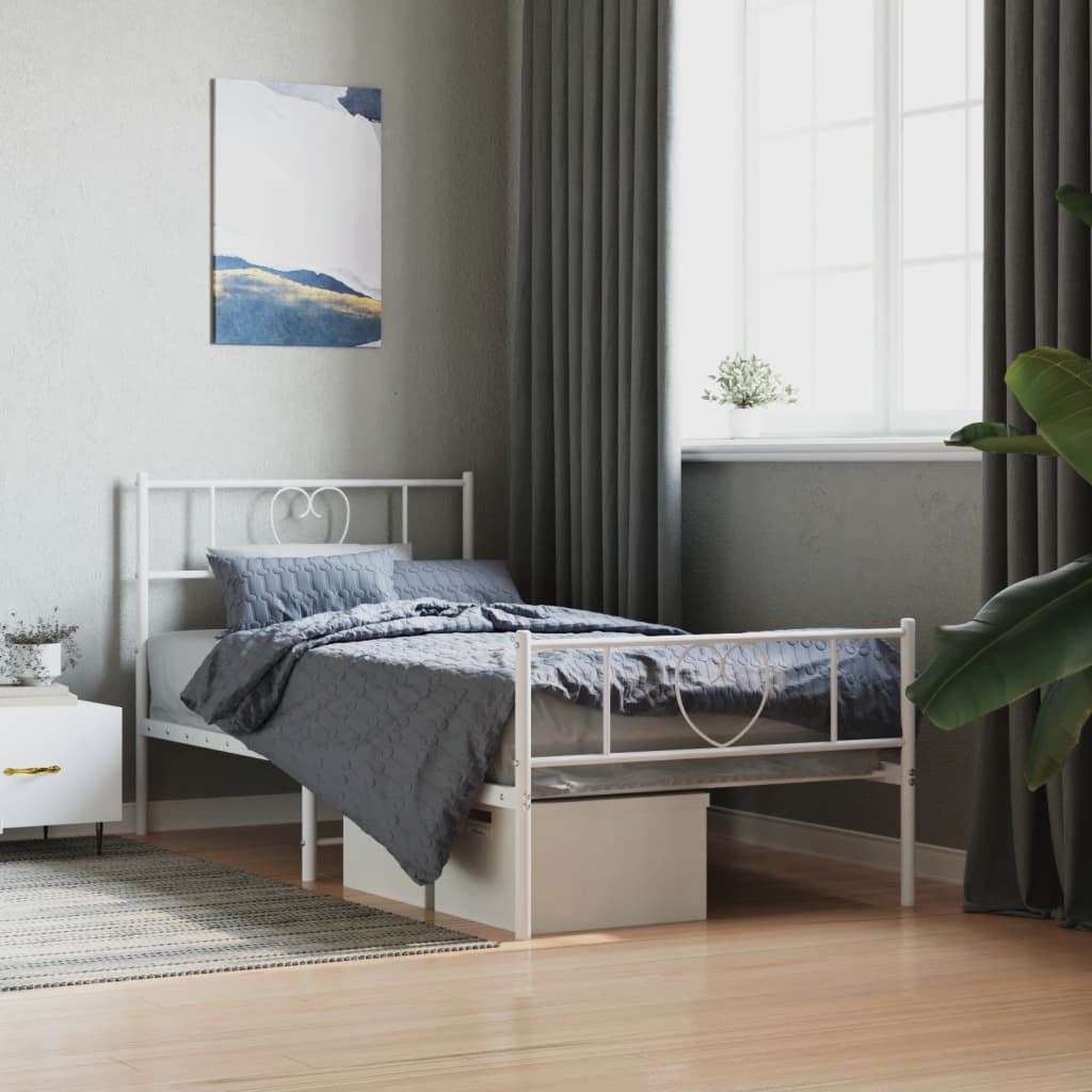 Bedframe met hoofd- en voeteneinde metaal wit 90x200 cm is nu te koop bij PeponiXL, paradijselijk wonen!