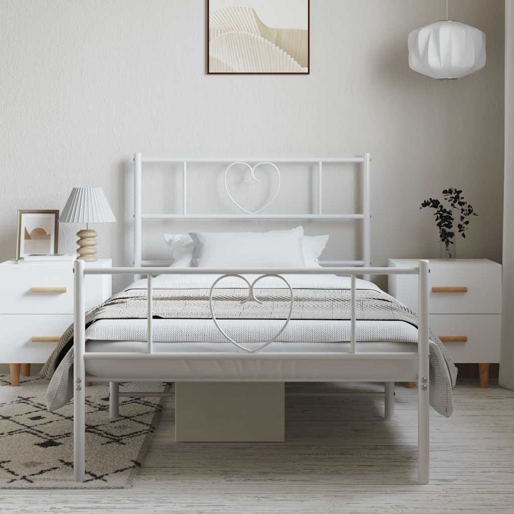 Bedframe met hoofd- en voeteneinde metaal wit 100x200 cm is nu te koop bij PeponiXL, paradijselijk wonen!