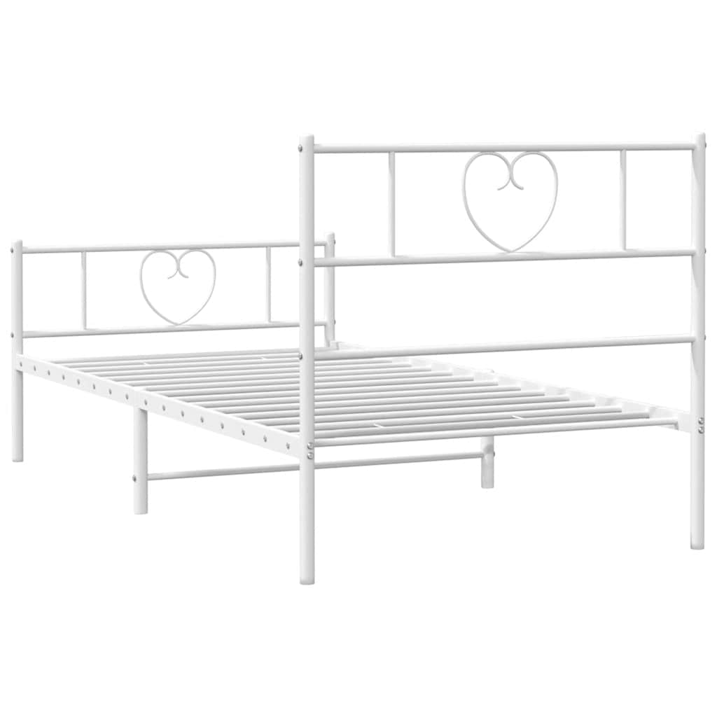 Bedframe met hoofd- en voeteneinde metaal wit 100x200 cm is nu te koop bij PeponiXL, paradijselijk wonen!