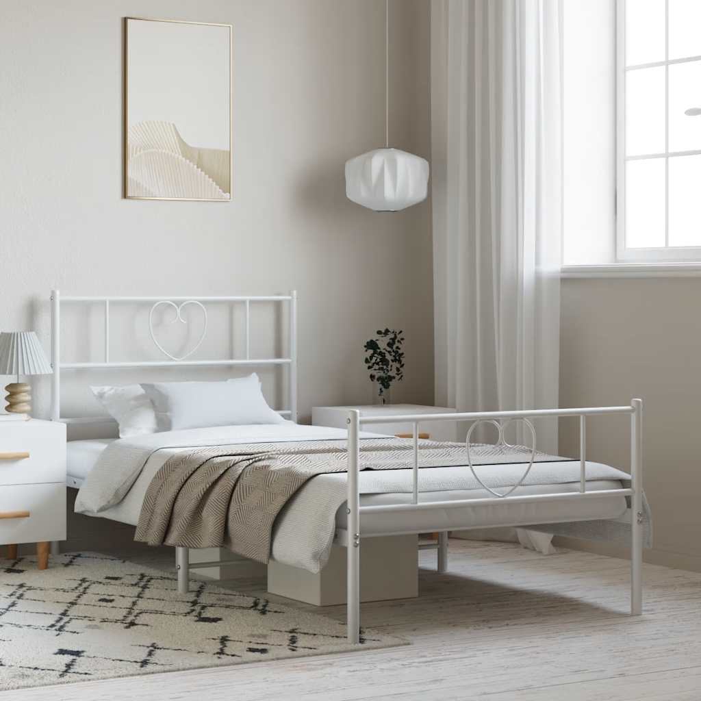 Bedframe met hoofd- en voeteneinde metaal wit 100x200 cm is nu te koop bij PeponiXL, paradijselijk wonen!