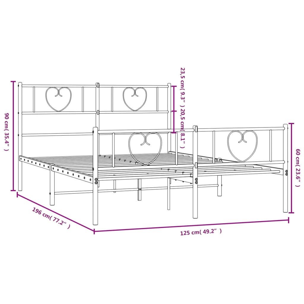 Bedframe met hoofd- en voeteneinde metaal wit 120 x 190 cm is nu te koop bij PeponiXL, paradijselijk wonen!