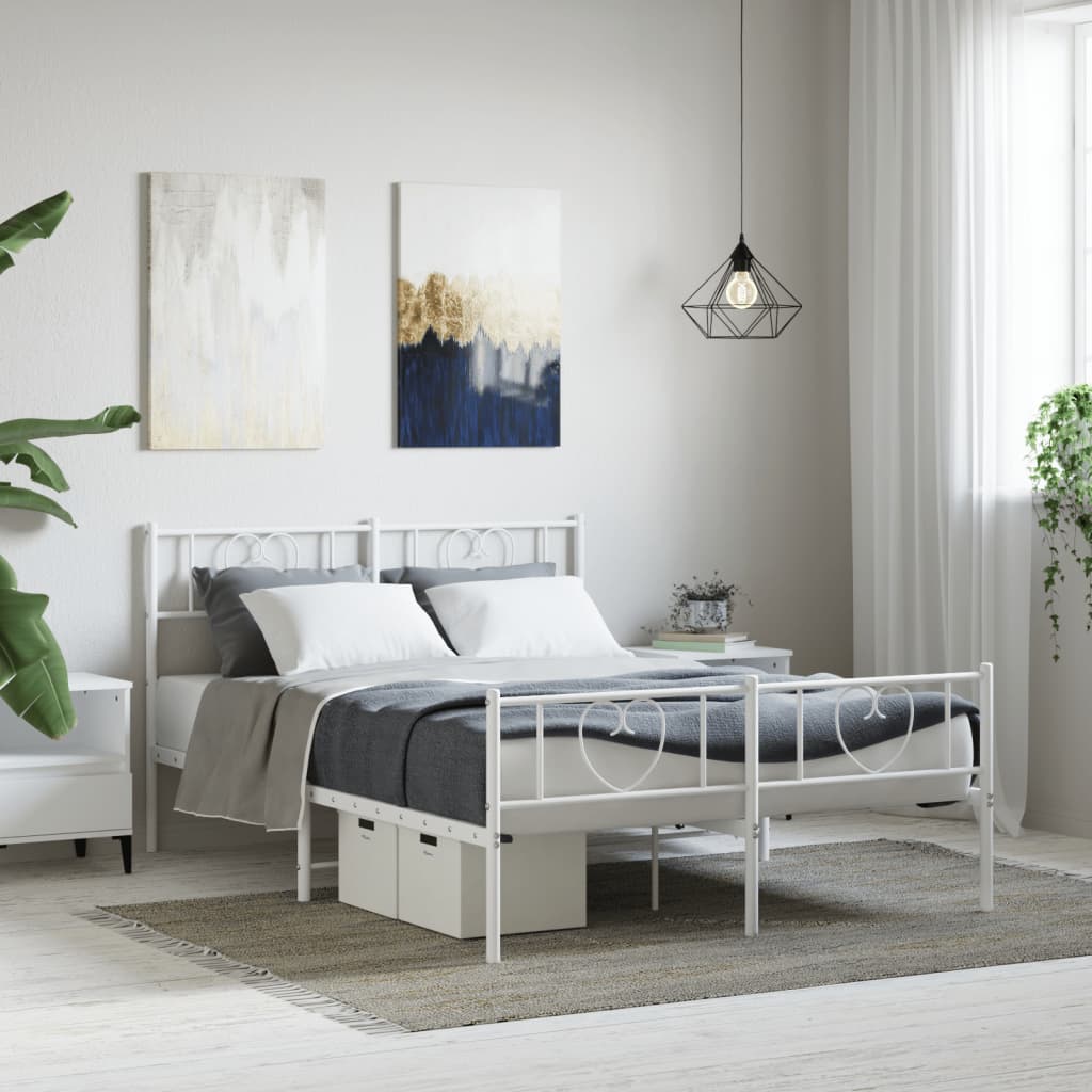 Bedframe met hoofd- en voeteneinde metaal wit 120x200 cm is nu te koop bij PeponiXL, paradijselijk wonen!
