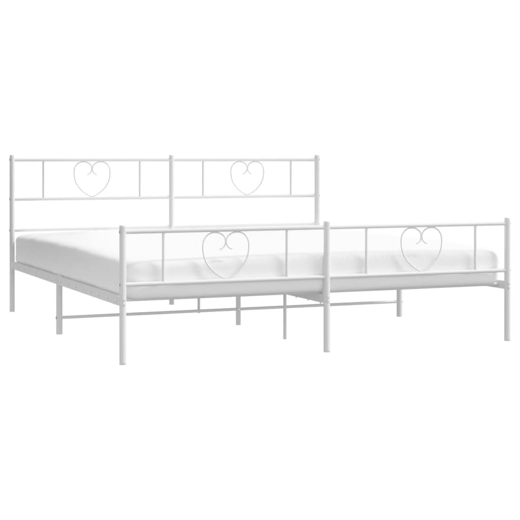 Bedframe met hoofd- en voeteneinde metaal wit 180x200 cm is nu te koop bij PeponiXL, paradijselijk wonen!