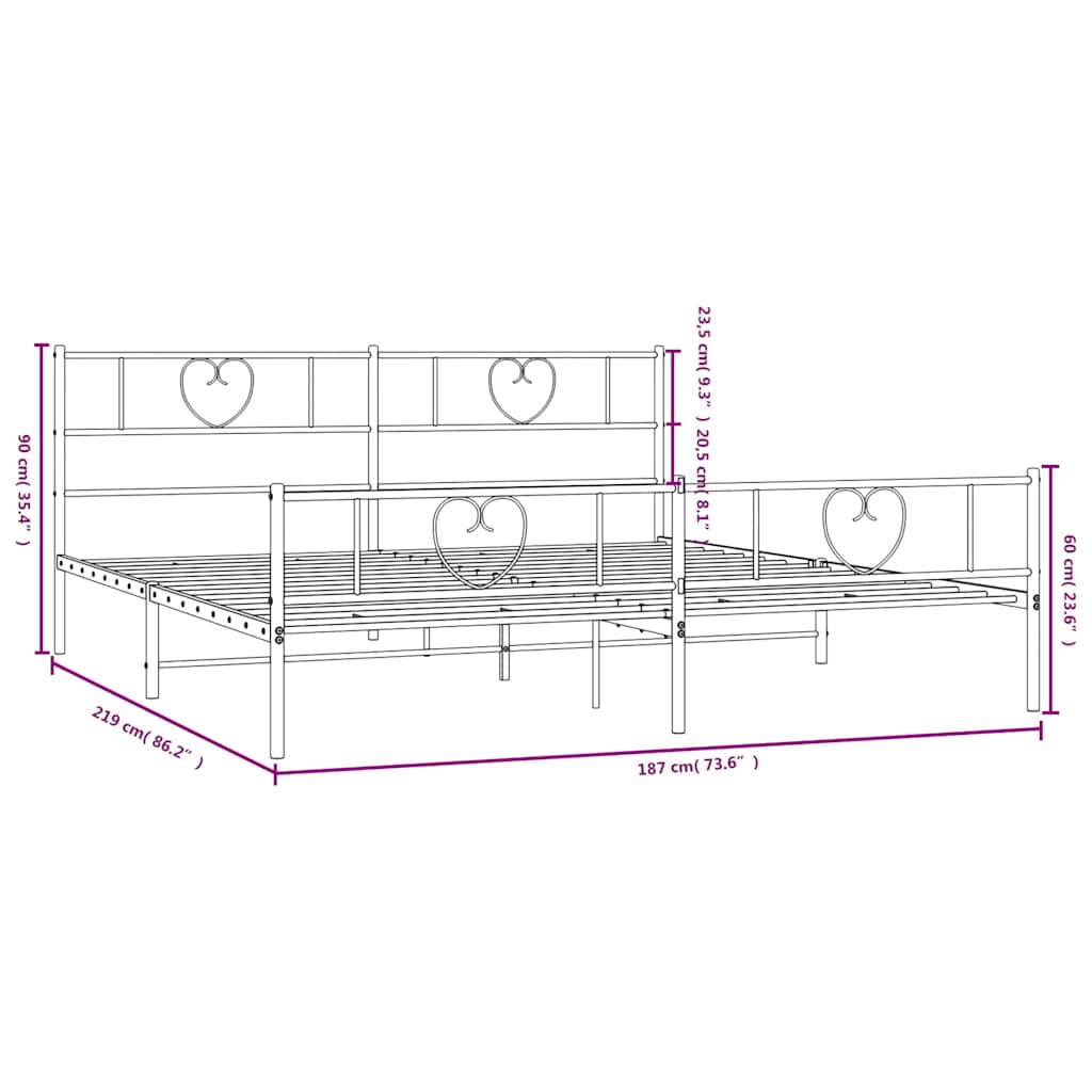 Bedframe met hoofd- en voeteneinde metaal wit 183x213 cm is nu te koop bij PeponiXL, paradijselijk wonen!