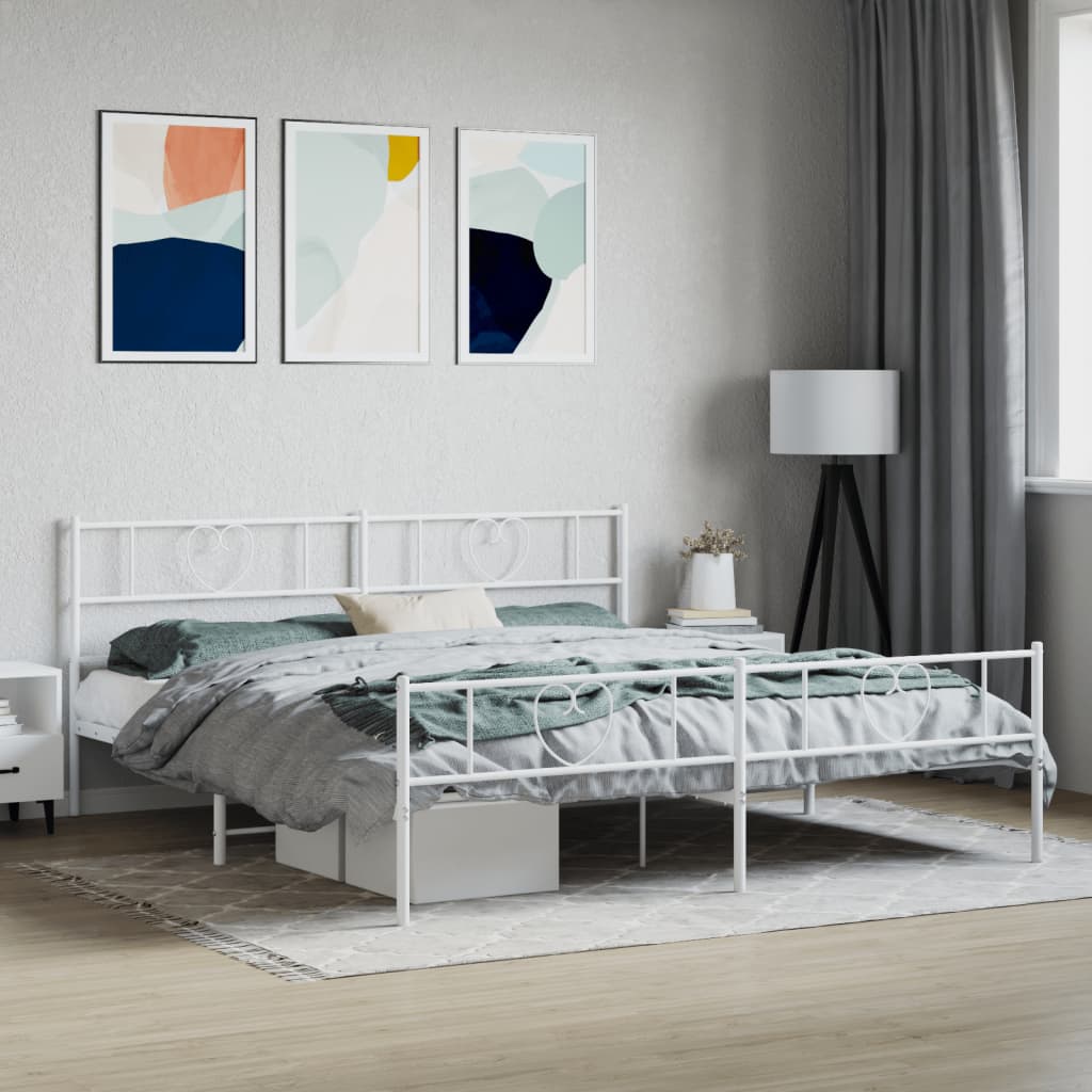 Bedframe met hoofd- en voeteneinde metaal wit 183x213 cm is nu te koop bij PeponiXL, paradijselijk wonen!