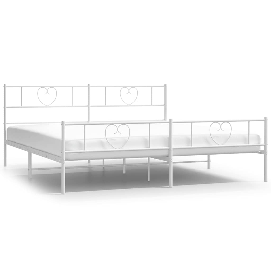 Bedframe met hoofd- en voeteneinde metaal wit 193x203 cm is nu te koop bij PeponiXL, paradijselijk wonen!