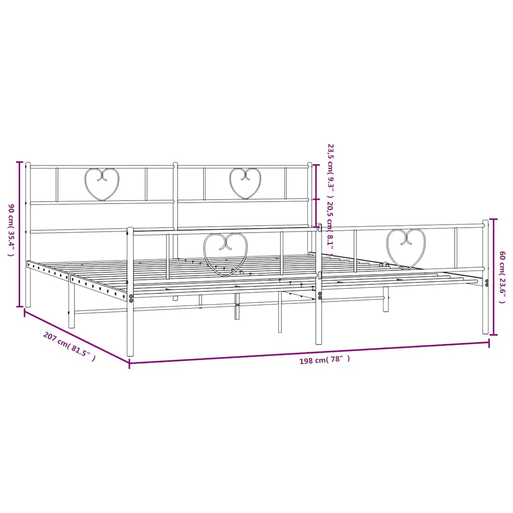 Bedframe met hoofd- en voeteneinde metaal wit 193x203 cm is nu te koop bij PeponiXL, paradijselijk wonen!