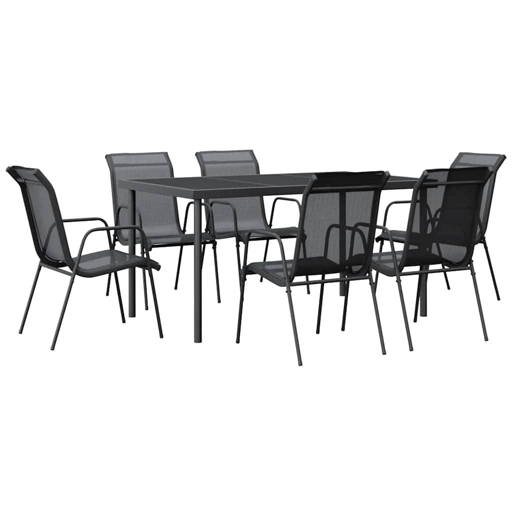 7-delige Tuinset textileen en staal zwart is nu te koop bij PeponiXL, paradijselijk wonen!