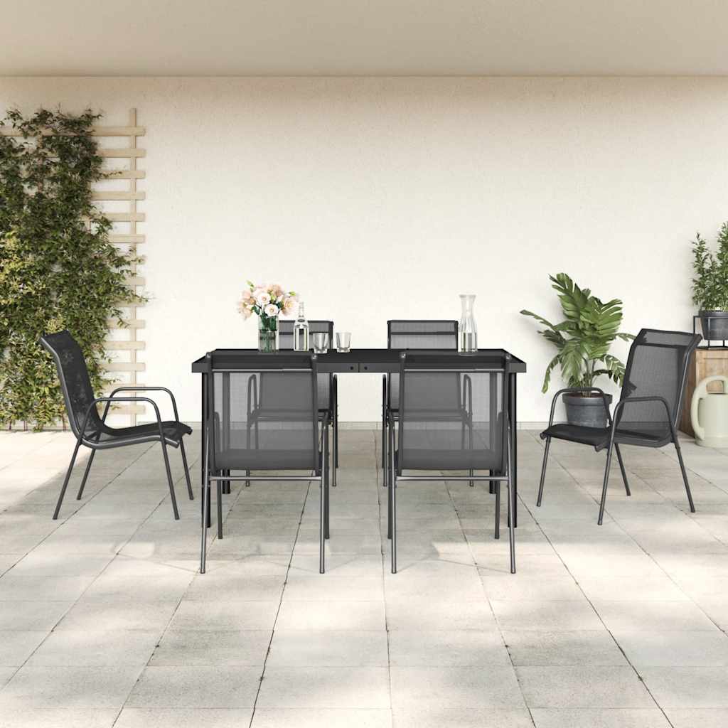 7-delige Tuinset textileen en staal zwart is nu te koop bij PeponiXL, paradijselijk wonen!