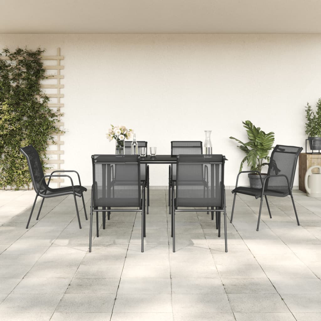 7-delige Tuinset textileen en staal zwart is nu te koop bij PeponiXL, paradijselijk wonen!
