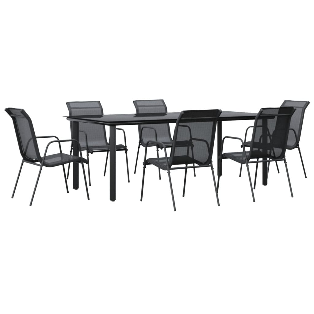 7-delige Tuinset textileen en staal zwart is nu te koop bij PeponiXL, paradijselijk wonen!