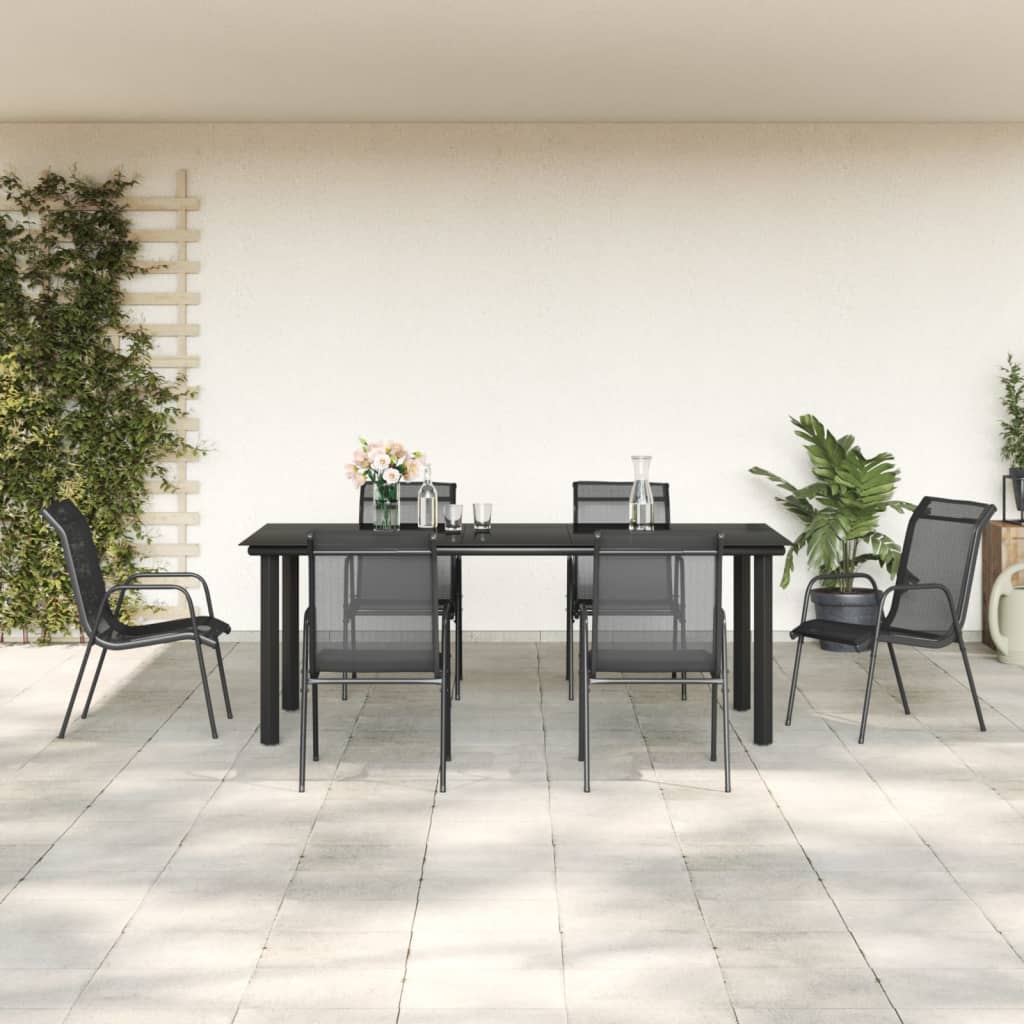 7-delige Tuinset textileen en staal zwart is nu te koop bij PeponiXL, paradijselijk wonen!