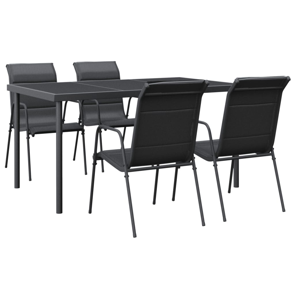 5-delige Tuinset textileen en staal zwart is nu te koop bij PeponiXL, paradijselijk wonen!