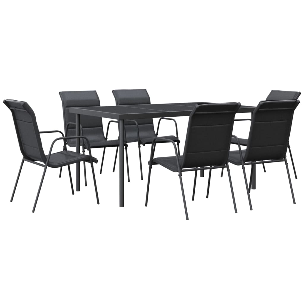 7-delige Tuinset textileen en staal zwart is nu te koop bij PeponiXL, paradijselijk wonen!