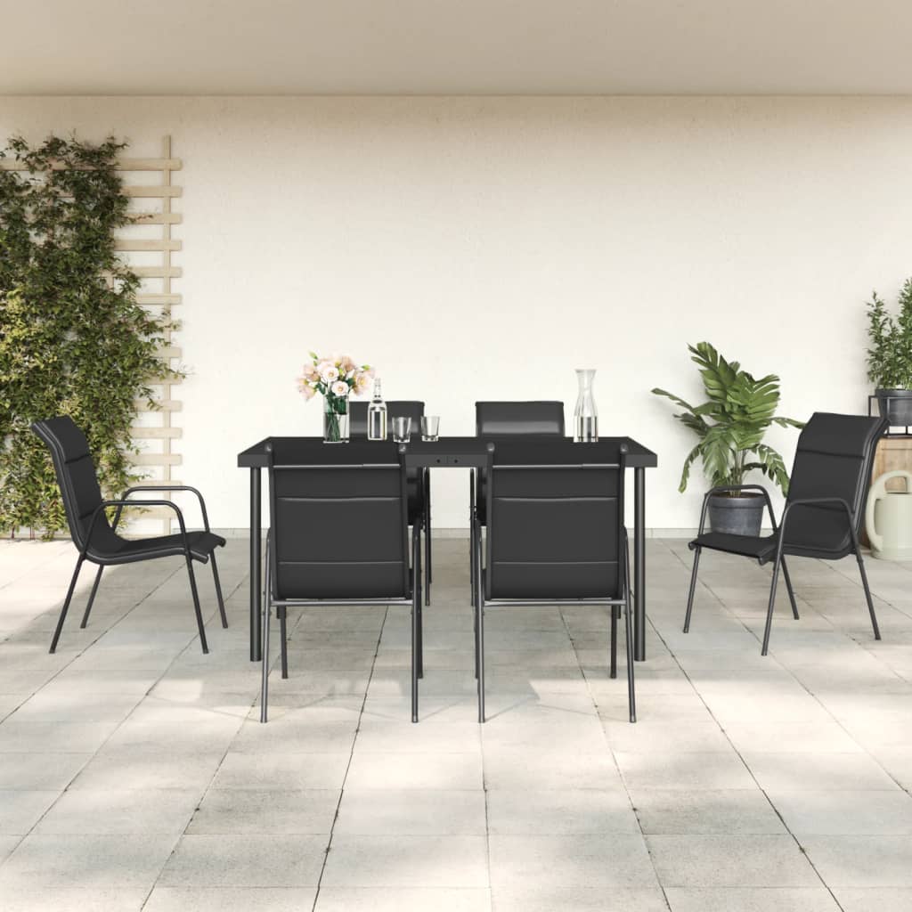 7-delige Tuinset textileen en staal zwart is nu te koop bij PeponiXL, paradijselijk wonen!