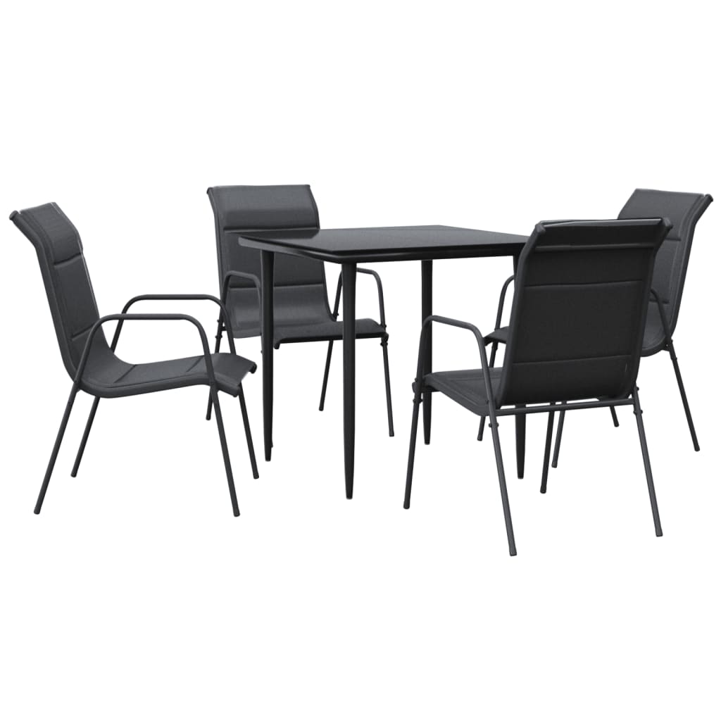 5-delige Tuinset textileen en staal zwart is nu te koop bij PeponiXL, paradijselijk wonen!
