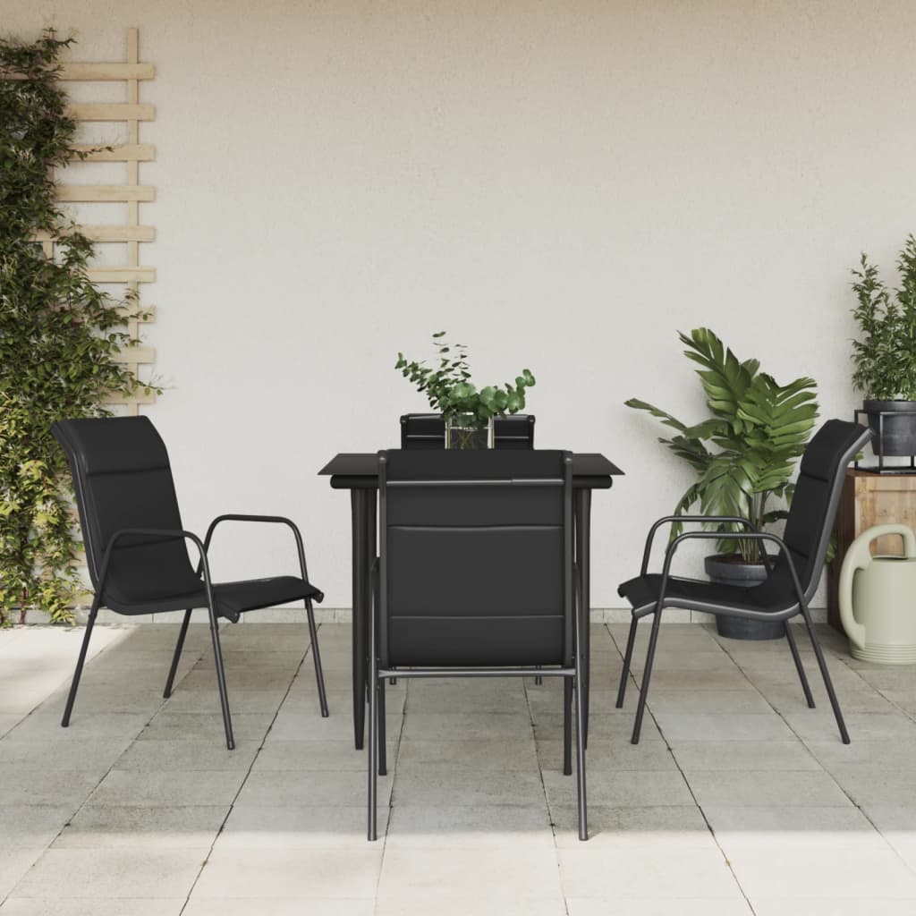 5-delige Tuinset textileen en staal zwart is nu te koop bij PeponiXL, paradijselijk wonen!