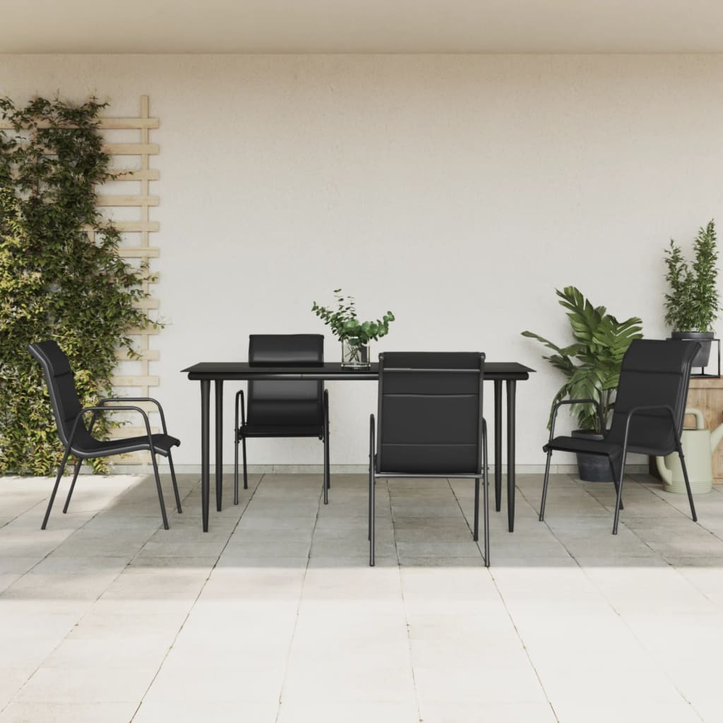 5-delige Tuinset textileen en staal zwart is nu te koop bij PeponiXL, paradijselijk wonen!