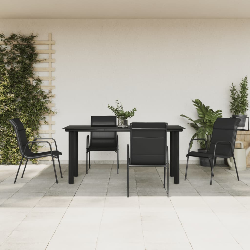 5-delige Tuinset textileen en staal zwart is nu te koop bij PeponiXL, paradijselijk wonen!