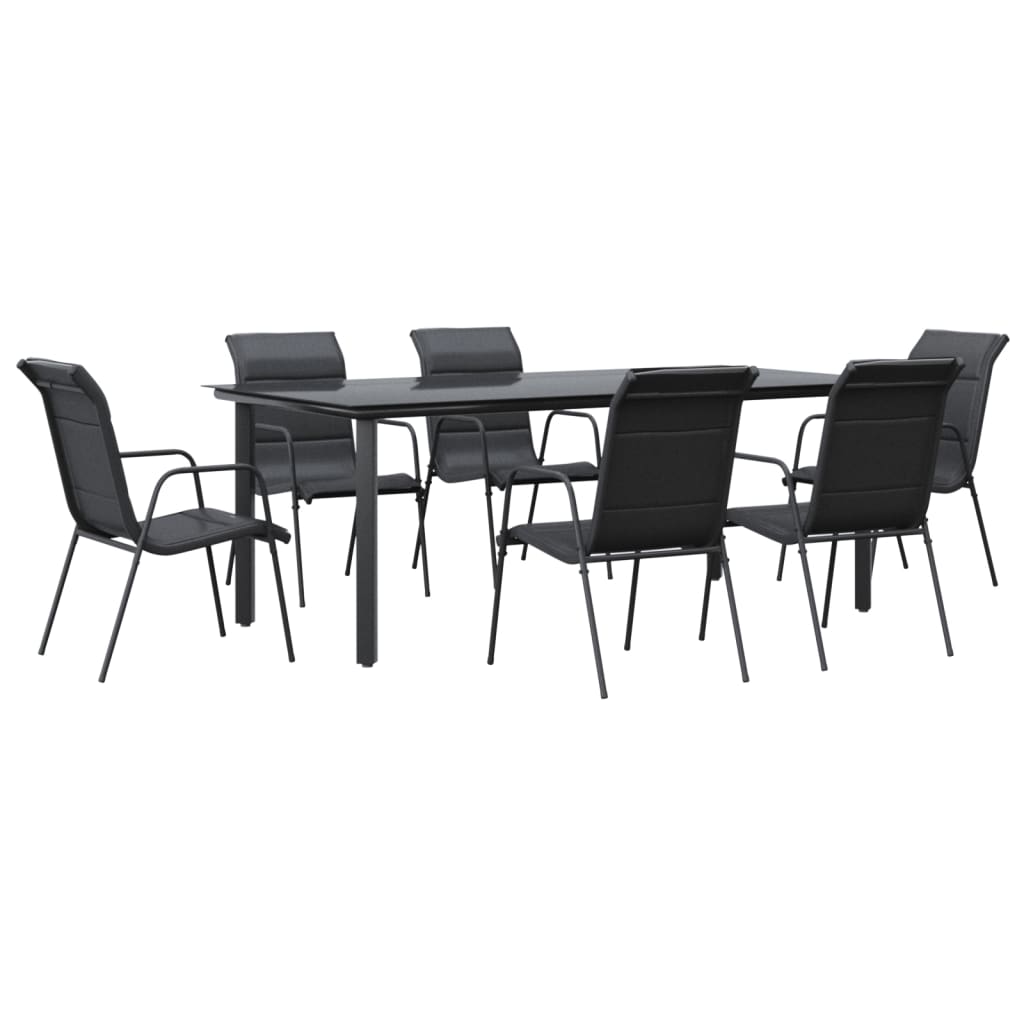 7-delige Tuinset textileen en staal zwart is nu te koop bij PeponiXL, paradijselijk wonen!