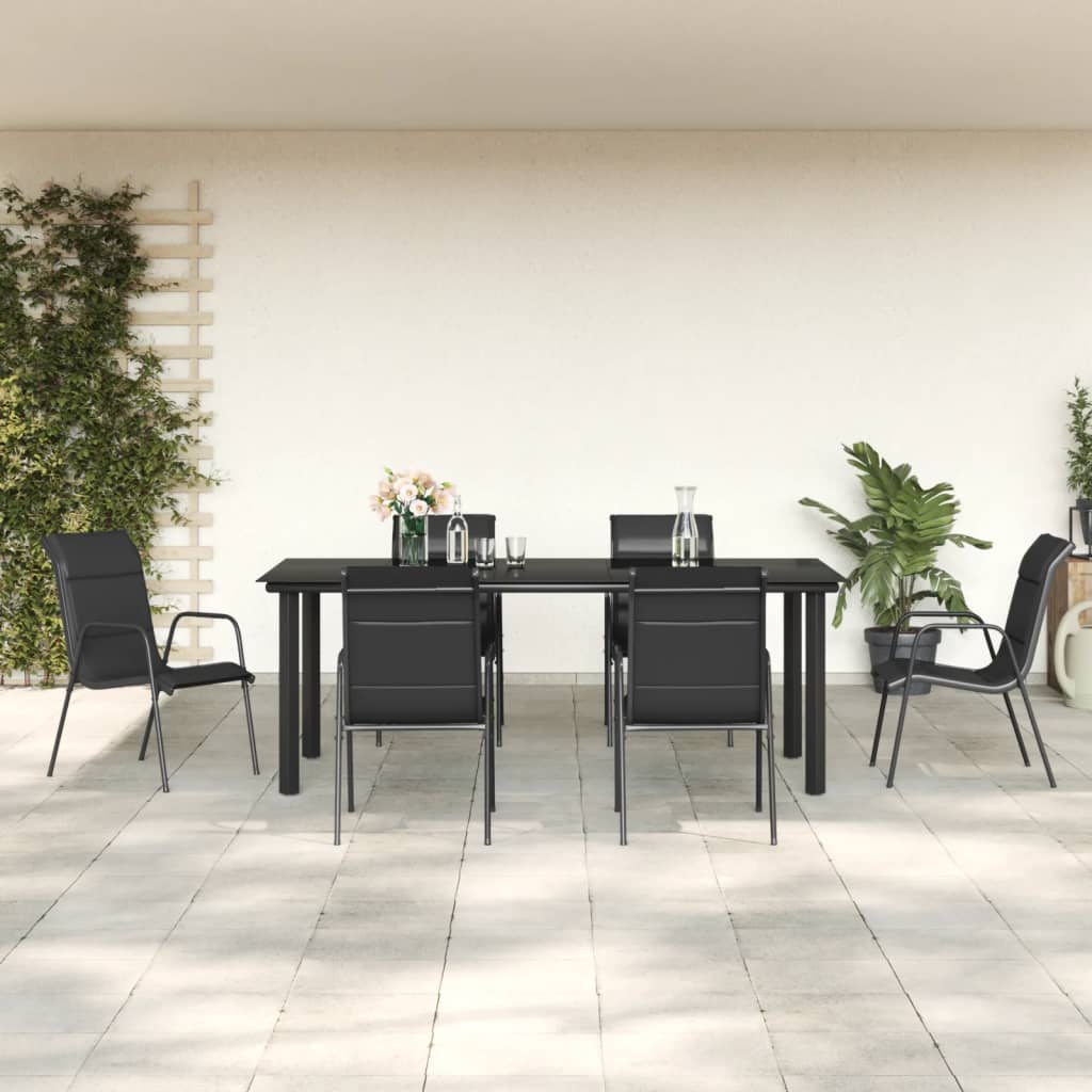 7-delige Tuinset textileen en staal zwart is nu te koop bij PeponiXL, paradijselijk wonen!