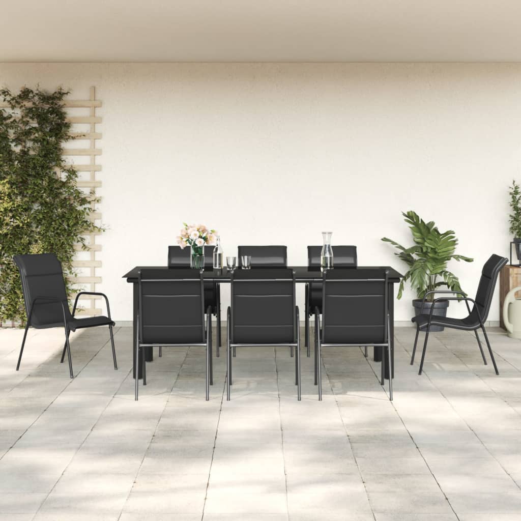 9-delige Tuinset textileen en staal zwart is nu te koop bij PeponiXL, paradijselijk wonen!